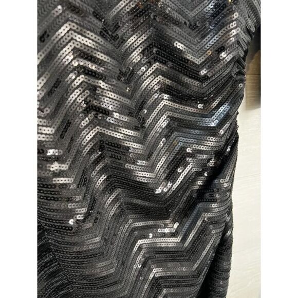 Tahari 3/4 Sleeve Black Sequin Mini Dress Size 8‎ - Picture 3 of 5